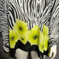 Diane Gilman Zebra Lime Floral Print Sheer Pullover Poncho Sz-XS-XL