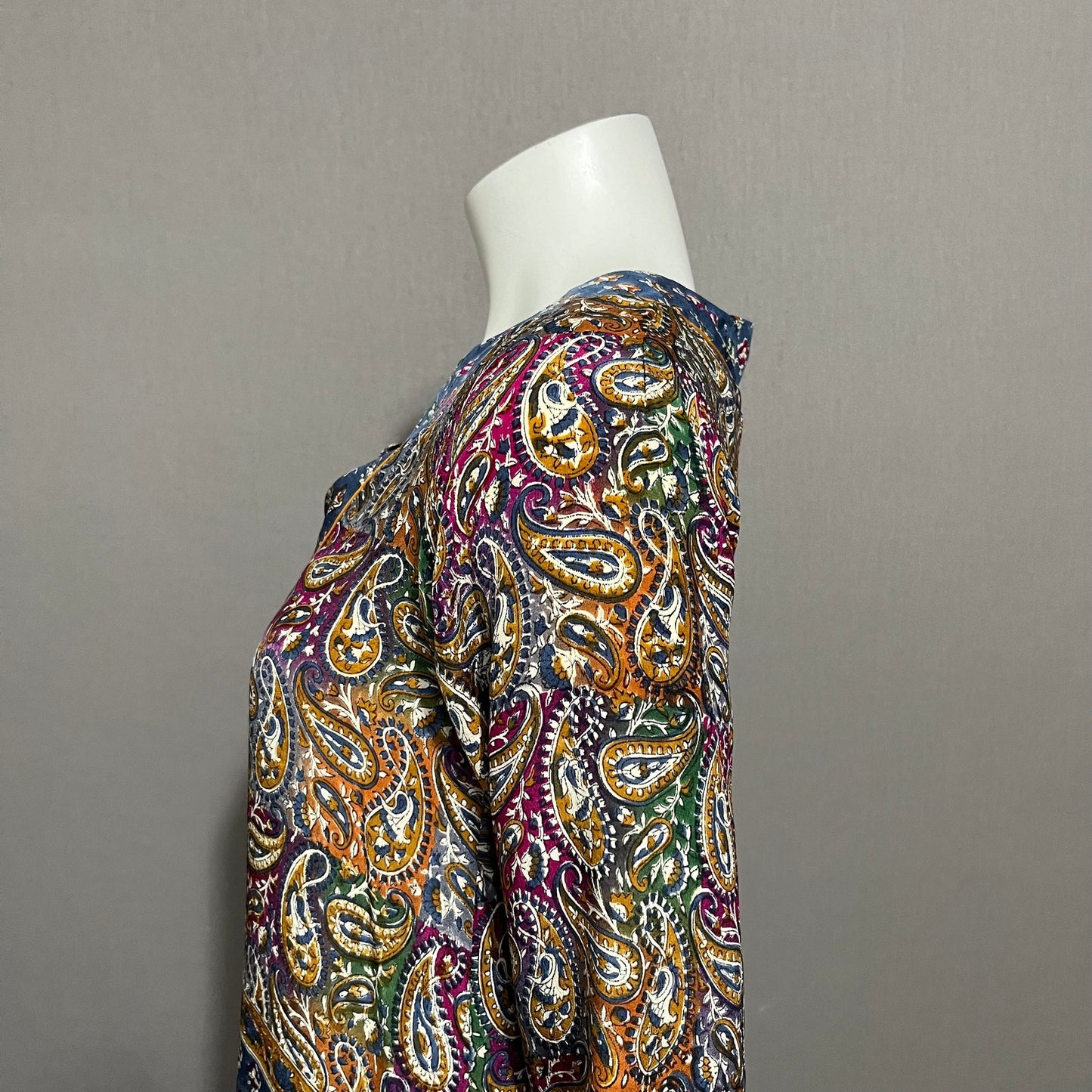 Tolani 100% Silk Multicolored Ginger Paisley Tunic Mini Dress Sz-XS