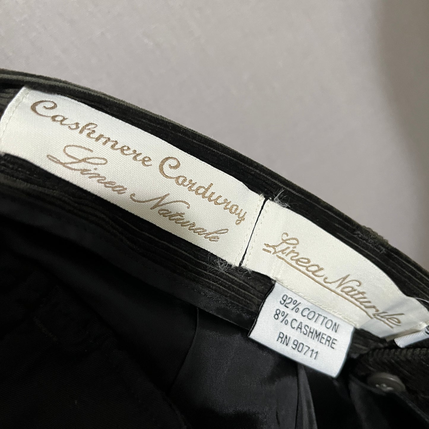 Linea Naturale Cashmere Olive Green Corduroy Pants Unisex Sz-36 or Large