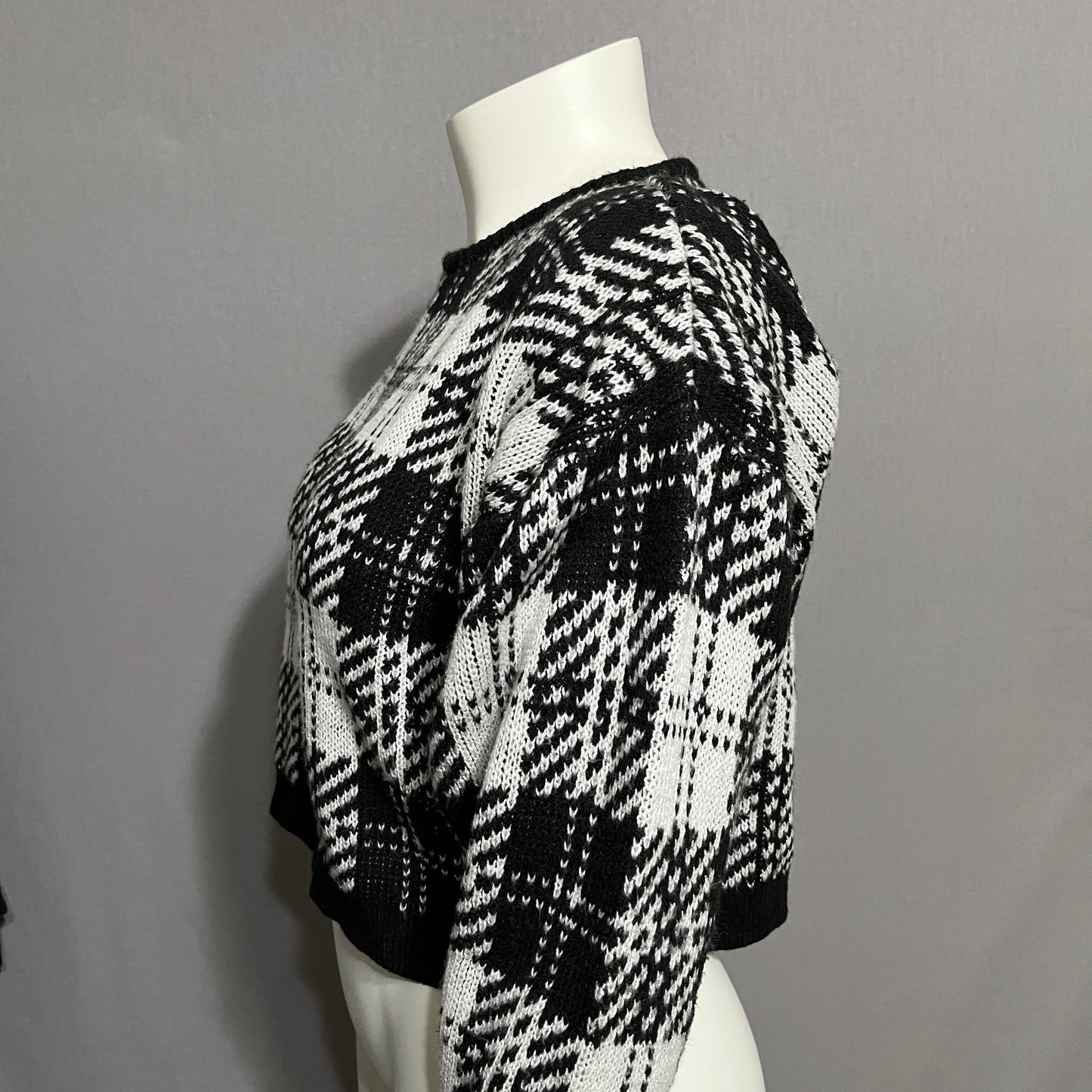 Vintage America Black and White Checkered Sweater