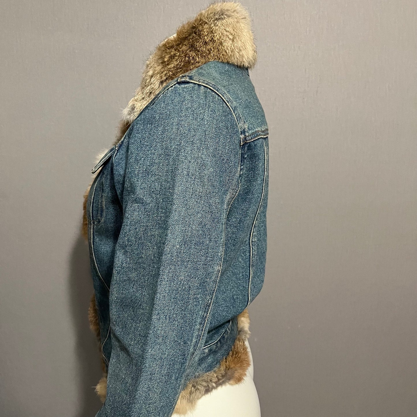 Sisters 100% Cotton Denim & Fur Collar Jacket Sz-Medium