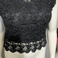 Vintage Black Floral Rosettes Knit Top Sz-Medium
