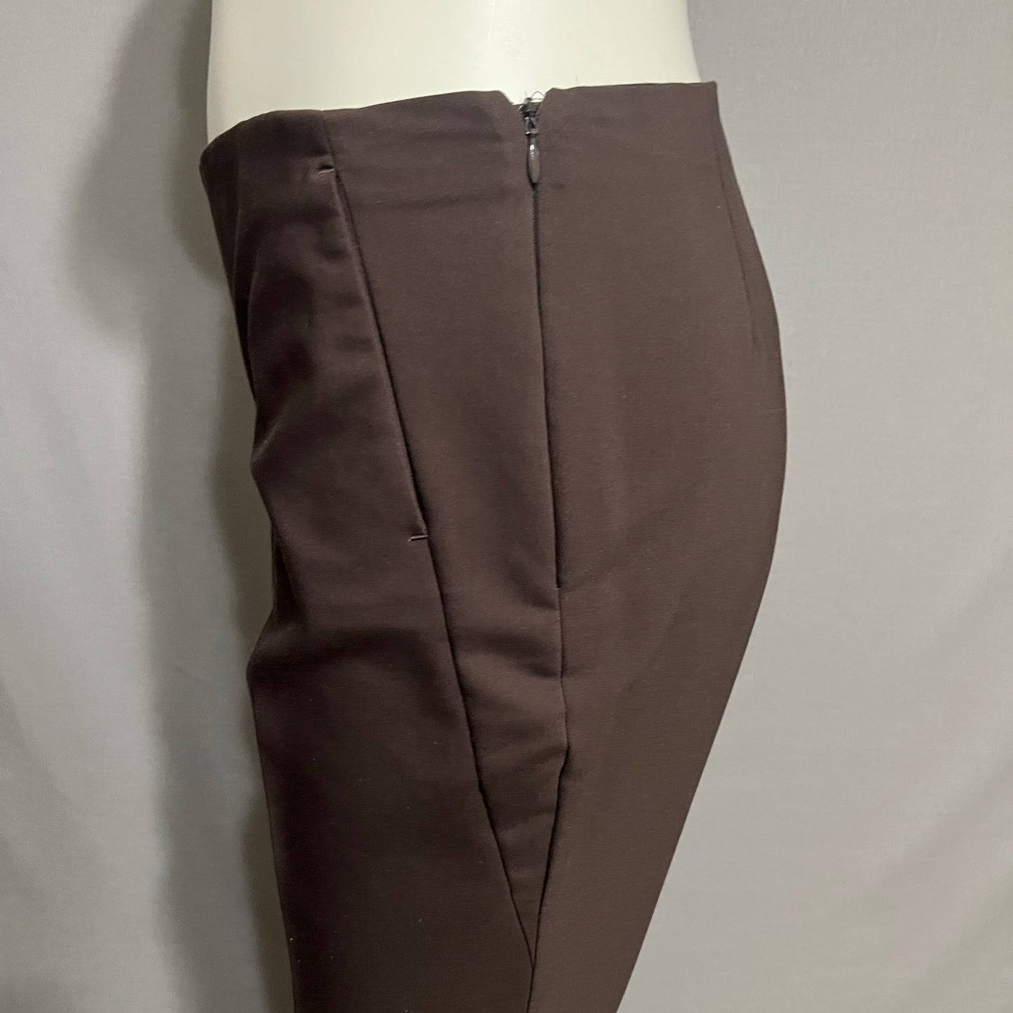 Chico's Dark Brown Pull On Fitted Career Pants Sz-2 Short (Large)