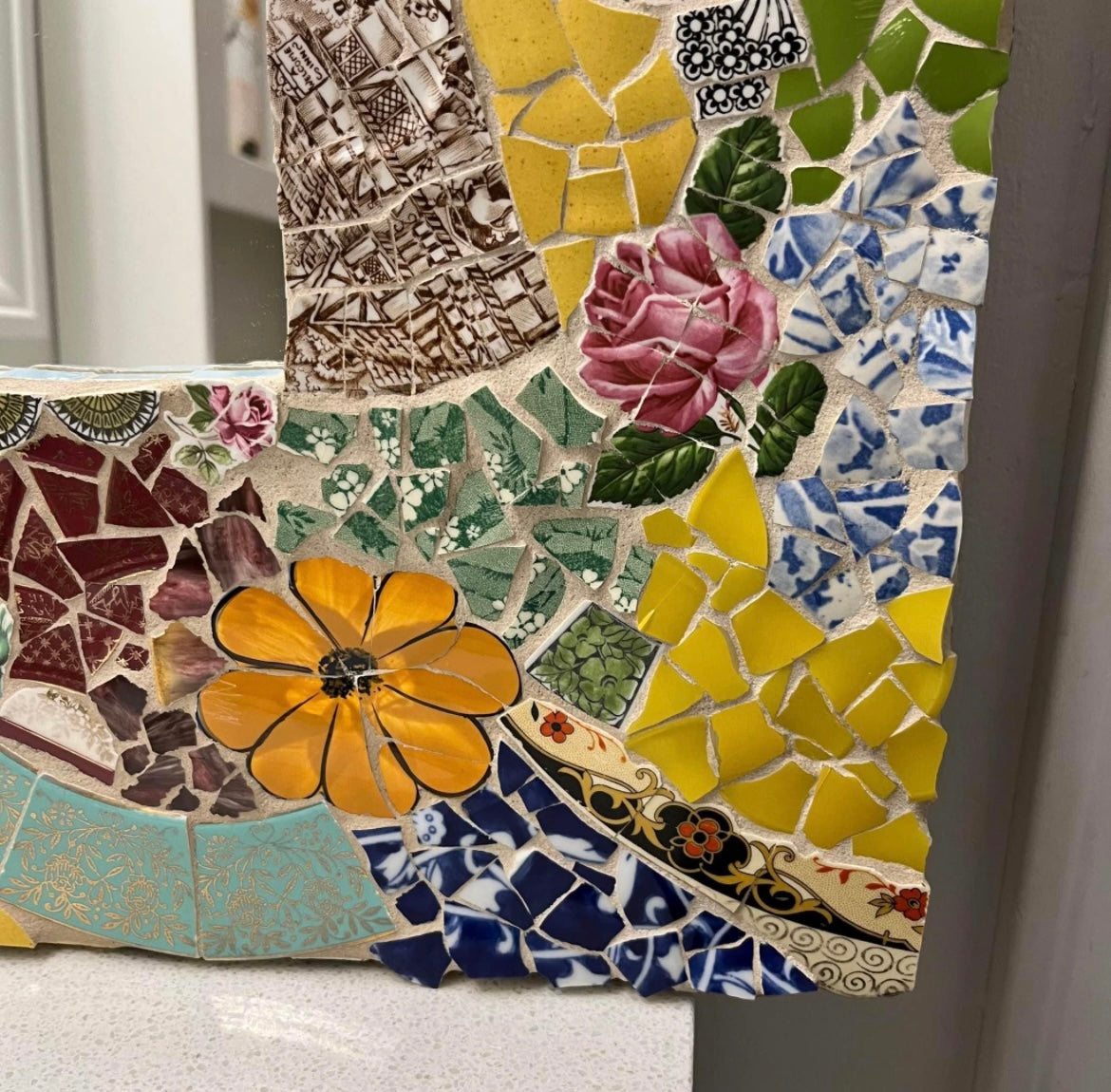Mosaic Tile Floral RARE Wall Mirror