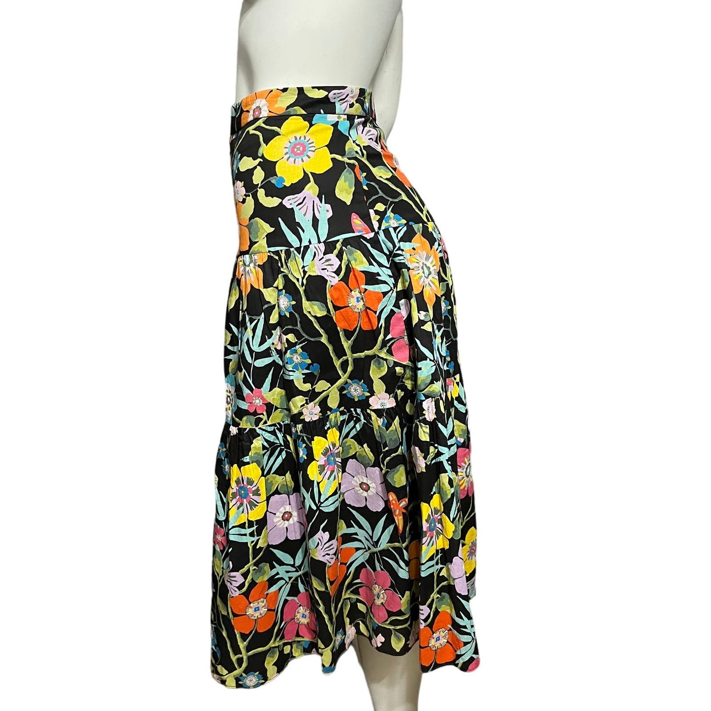 J. Crew 100% Cotton Floral Drop Waist Midi Skirt Sz-Xtra Small/00