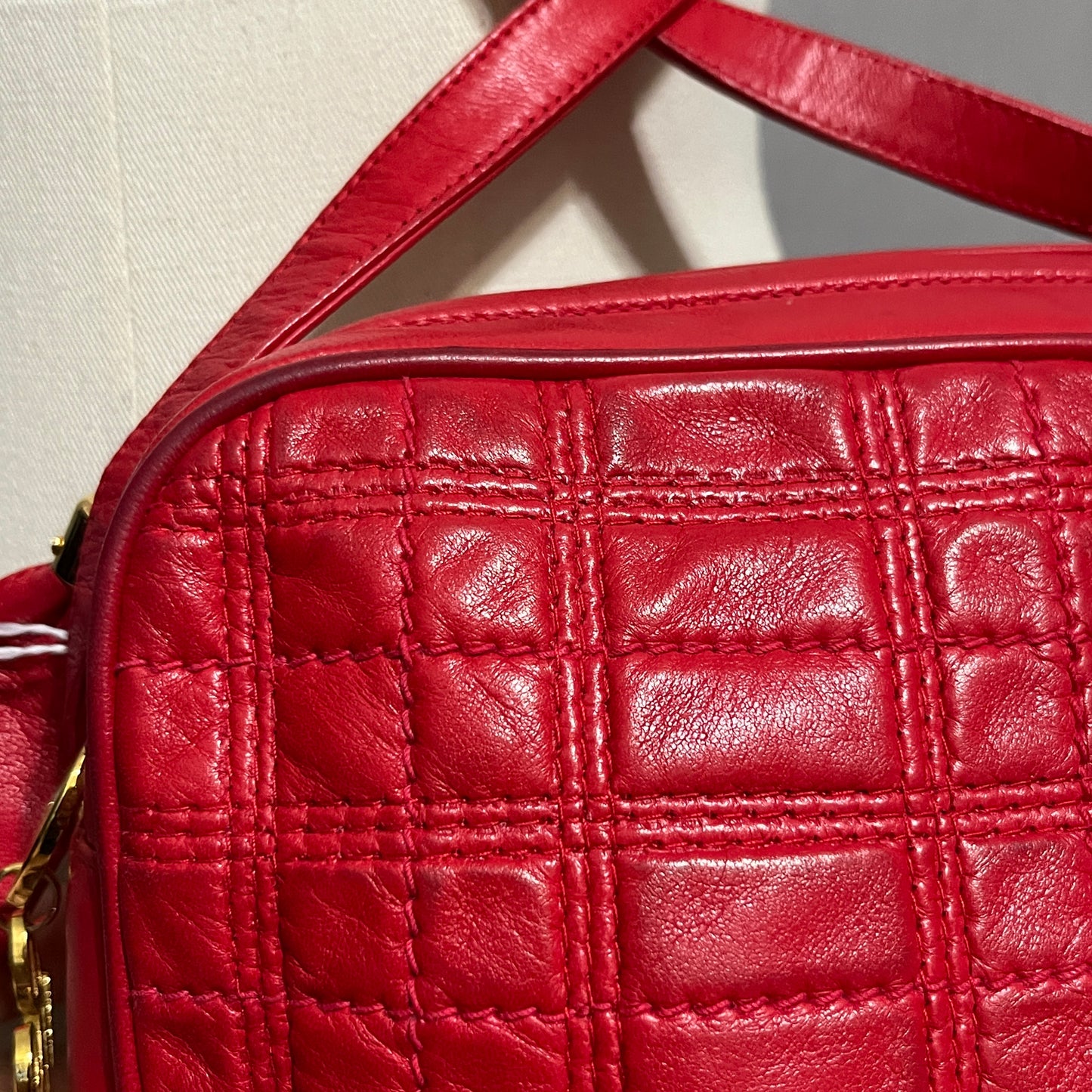 Mark Cross Red Leather Quilted Crossbody Handbag