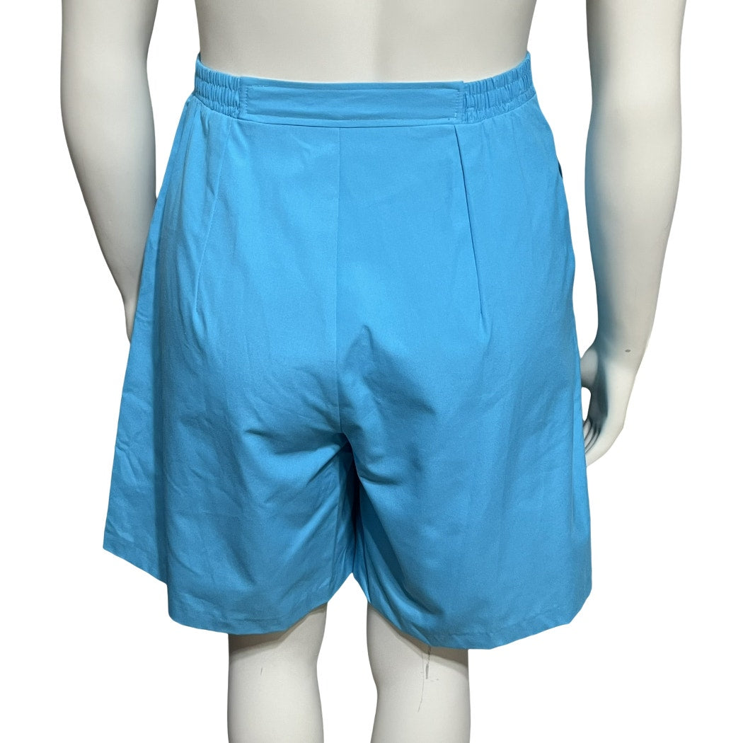 Michele Palmer Blue Cotton Blend High Waist Walking Shorts Sz-12