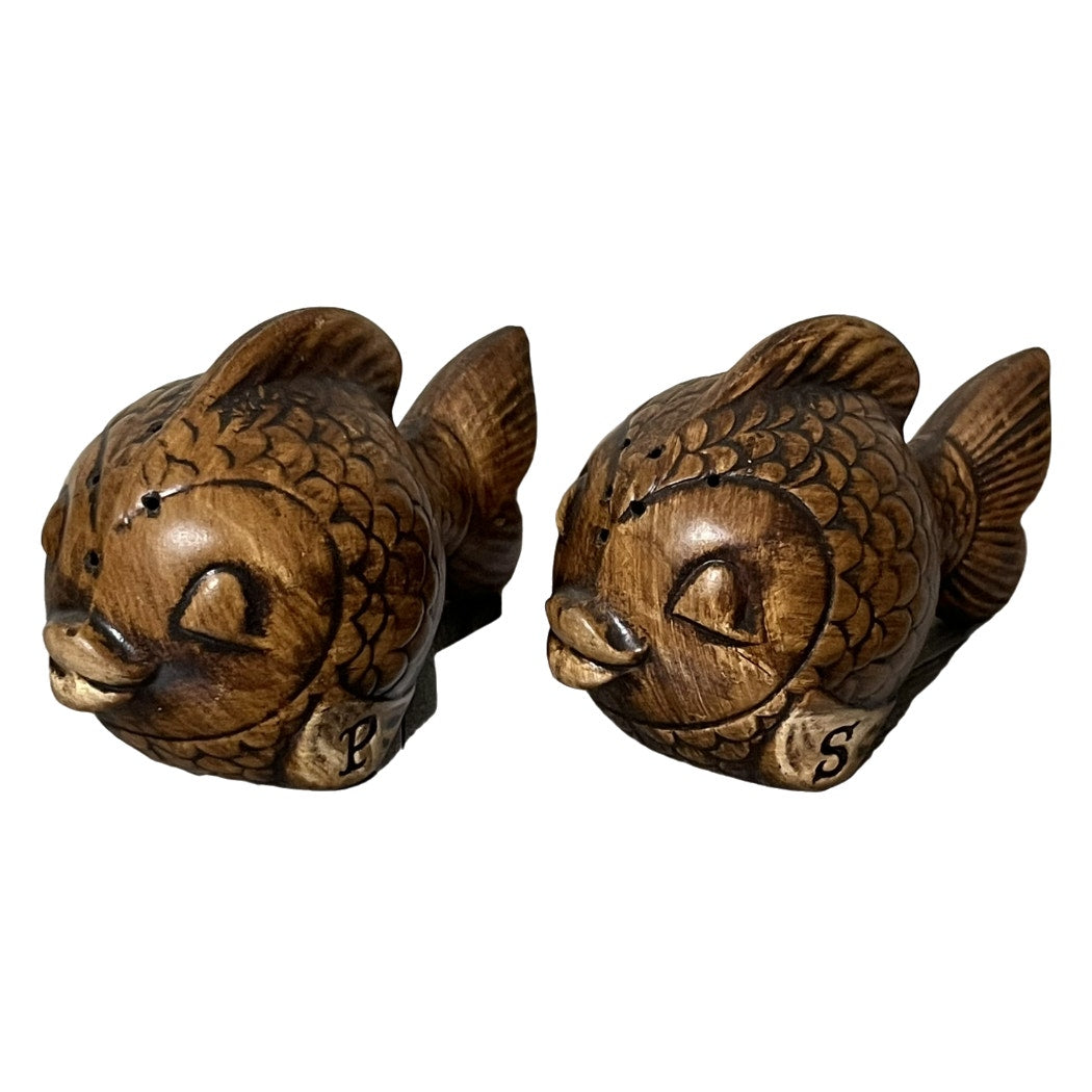 Vintage Kissing Fish Brown Salt & Pepper Shaker