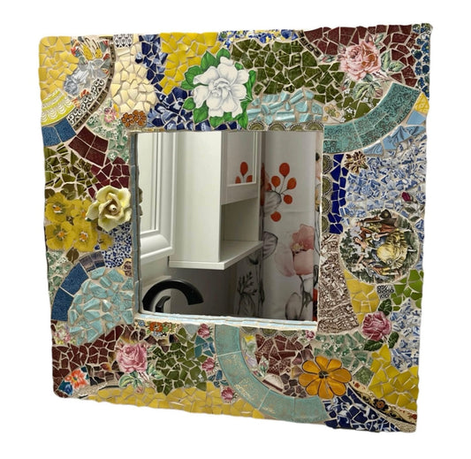 Mosaic Tile Floral RARE Wall Mirror