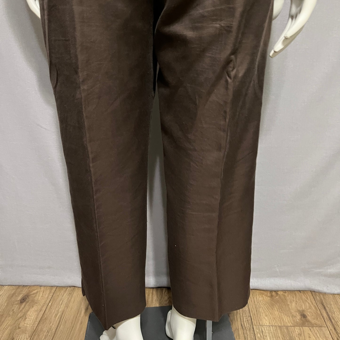 Kate Hill Chocolate Silk Cotton Trousers Career Pant Sz-16