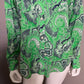 Lauren Ralph Lauren  Green Paisley Lightweight 100% Cotton Button Front Shirt Sz-Large