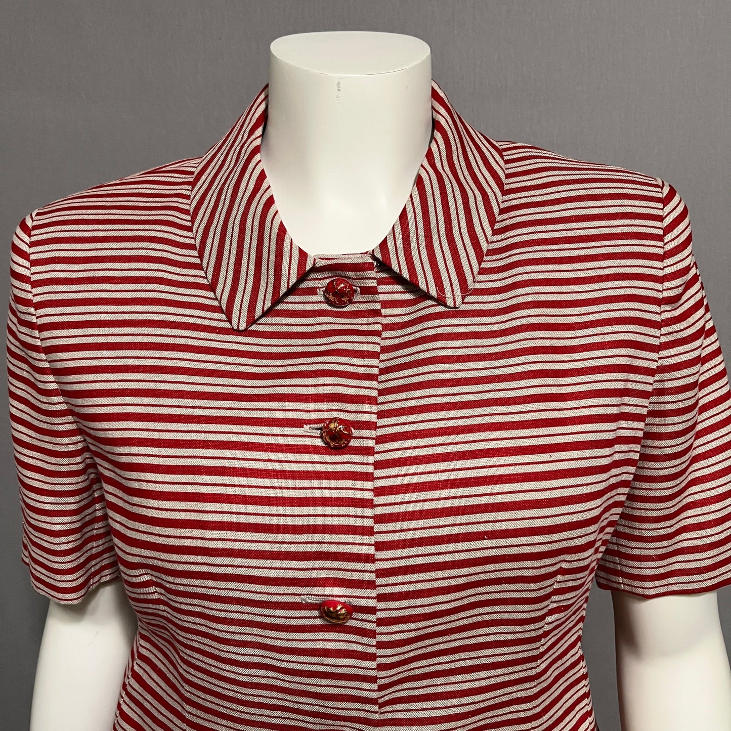 Rickie Freeman Teri Jon 100% Linen Red Striped Blazer Sz-14 (Large)