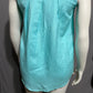 Context Turquoise V-Neck Linen Blend Sleeveless Top Sz-Medium