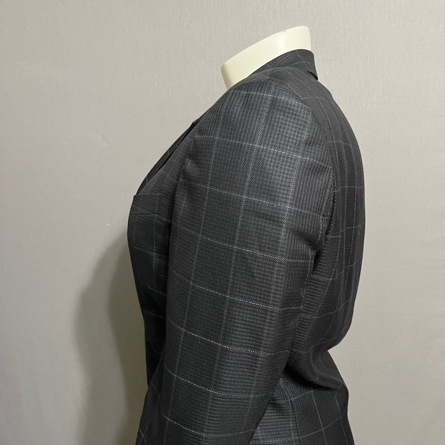 Bartolini Windowpane Black Virgin Wool/Silk Men’s Suit Sports Jacket Sz-54