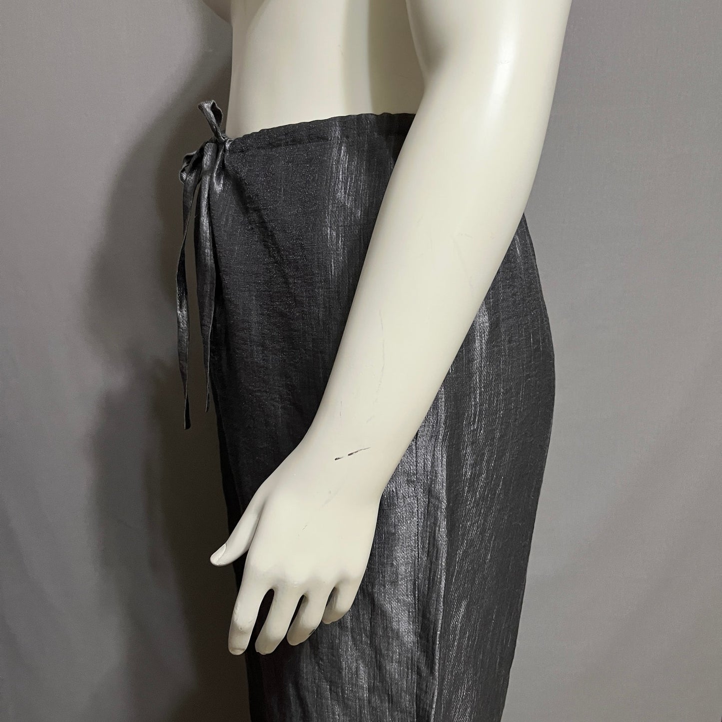 DKNY Women’s Silver Linen Blend Drawsting Casual Pants Sz-Large