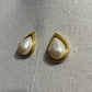 Vintage Monet Gold and Pearl Teardrop Pierced Earrings