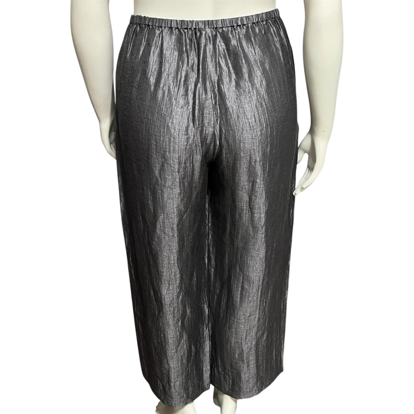 DKNY Women’s Silver Linen Blend Drawsting Casual Pants Sz-Large
