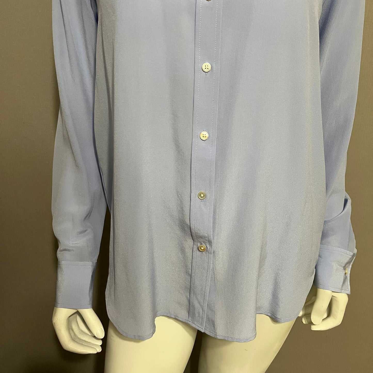 Everlane Light Blue Silk Like Button Front Blouse Sz-6