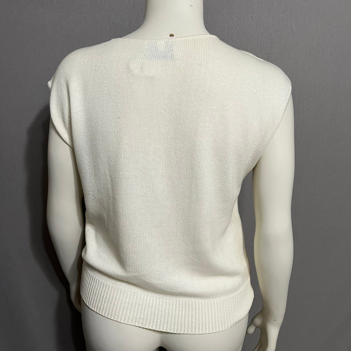 Vintage Folio 100% Cotton Cream Lightweight Short Sleeve Sweater Sz-Medium