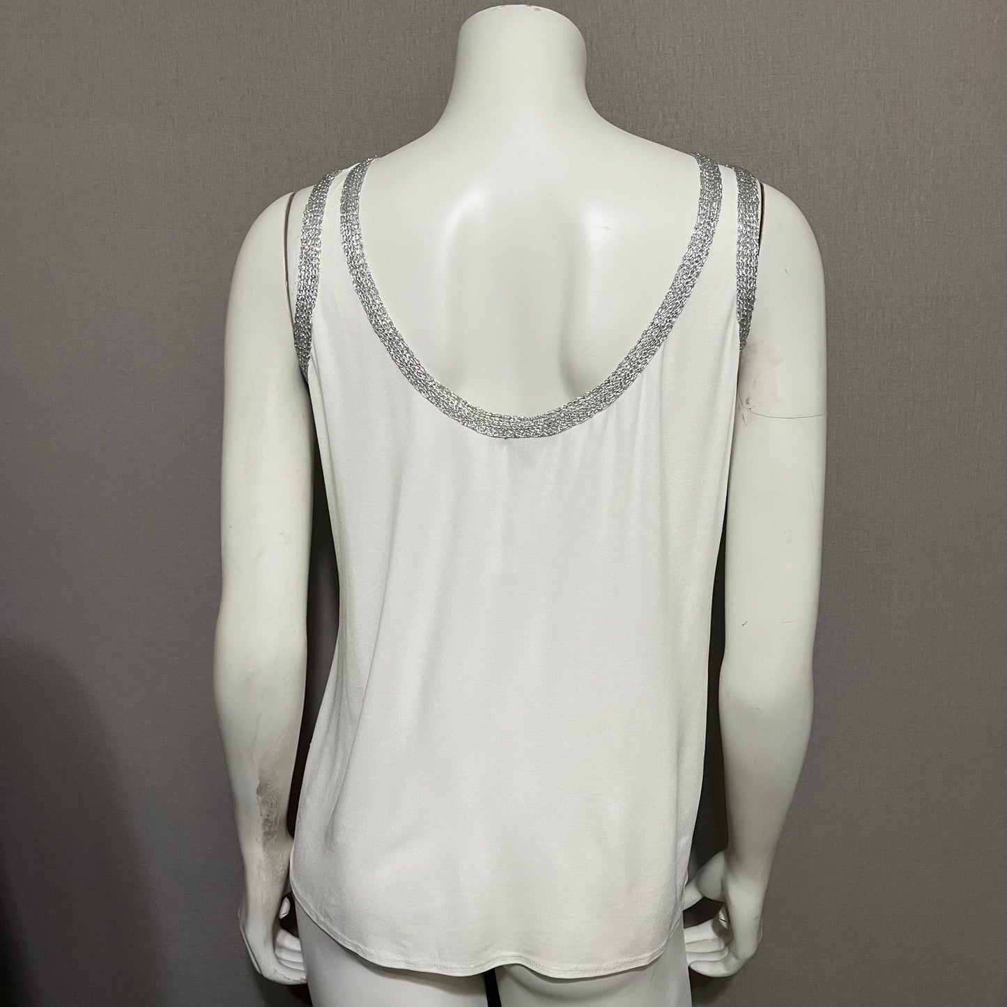 Worth White With Silver Metallic Sleeveless Dressy Shell Top Sz-2