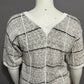 Mariea Kim Vintage Artsy Grid Print Cotton V-Neck Sweater Sz-Large