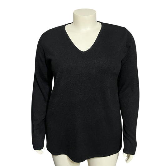 Carol Rose Elegant Black V Neck Acrylic Sweater Sz-2X