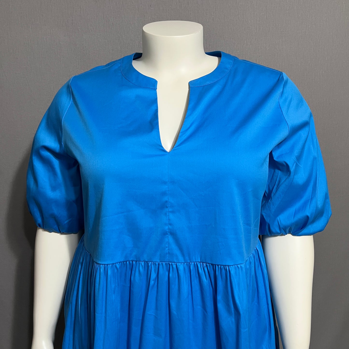 Chico's Bright Blue 2 Tiered Cotton Flared Dress Sz-3 or XL