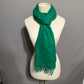 VTG Neiman Marcus 100% Lambswool Kelly Green Fringe Scarf