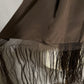 Chocolate Elegant Brown Silk Like Scarf with Fringe