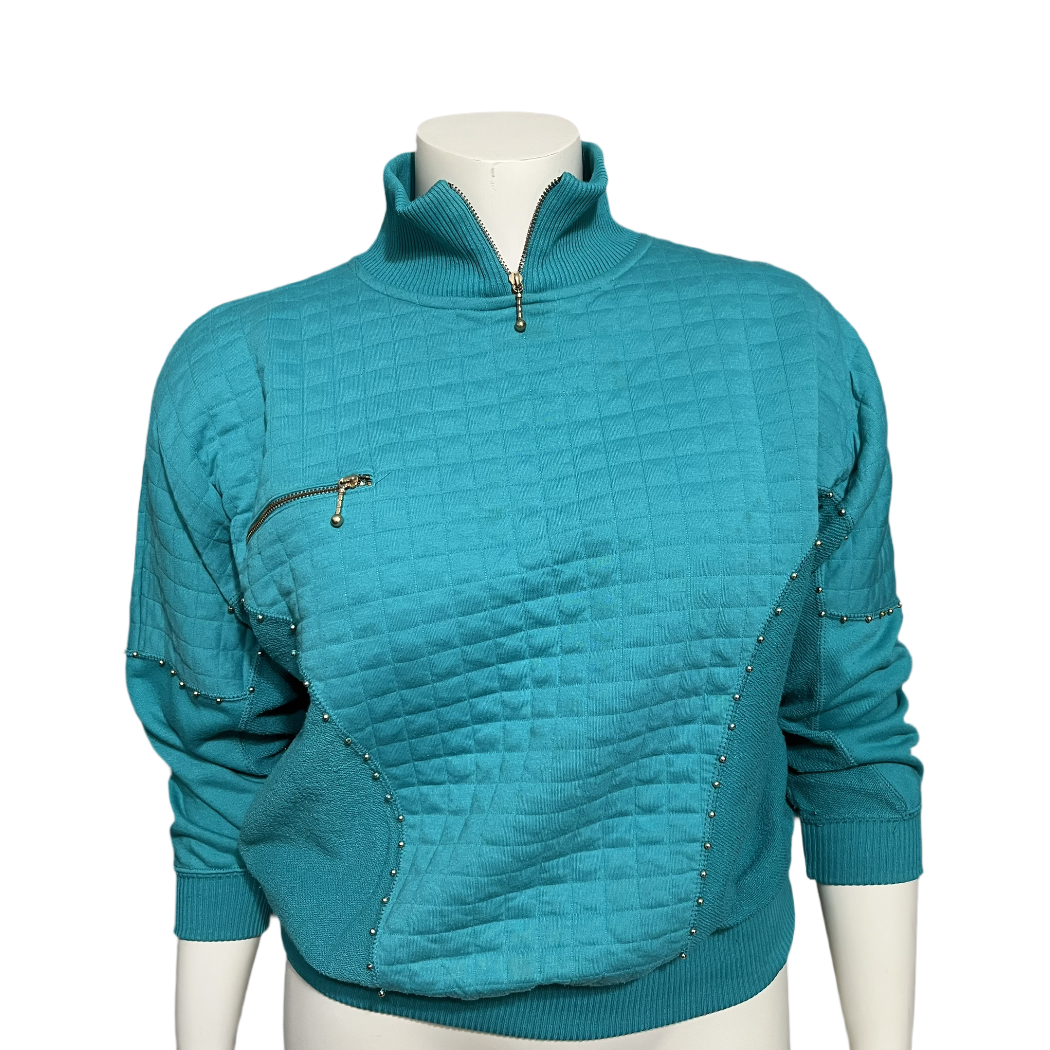 Vintage Turquoise Pullover Lounge Sweater Sz-Medium