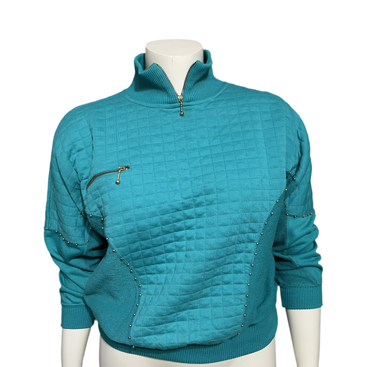 Vintage Turquoise Pullover Lounge Sweater Sz-Medium