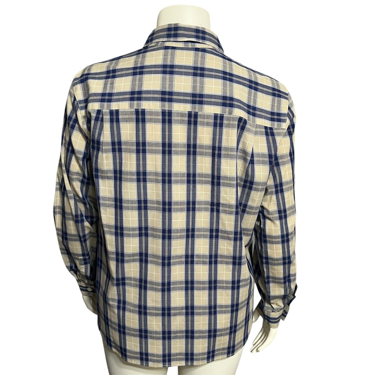 Lizsport Blue and Cream Plaid Shirt Sz-Large