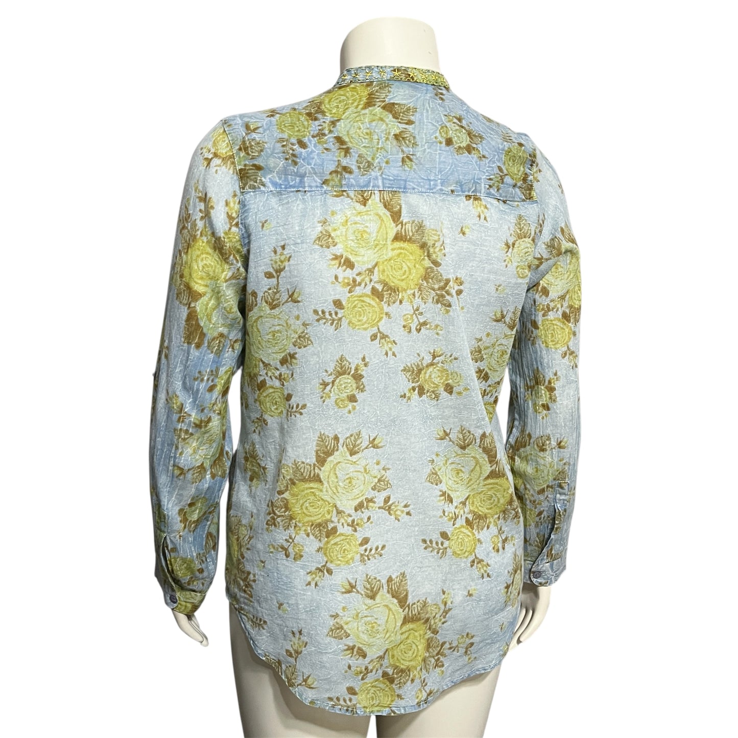 Floral Button Down Shirt in Blue and Green