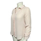 Elle Blush Pink Scalloped Button Front Career Long Sleeve Blouse Sz-Medium