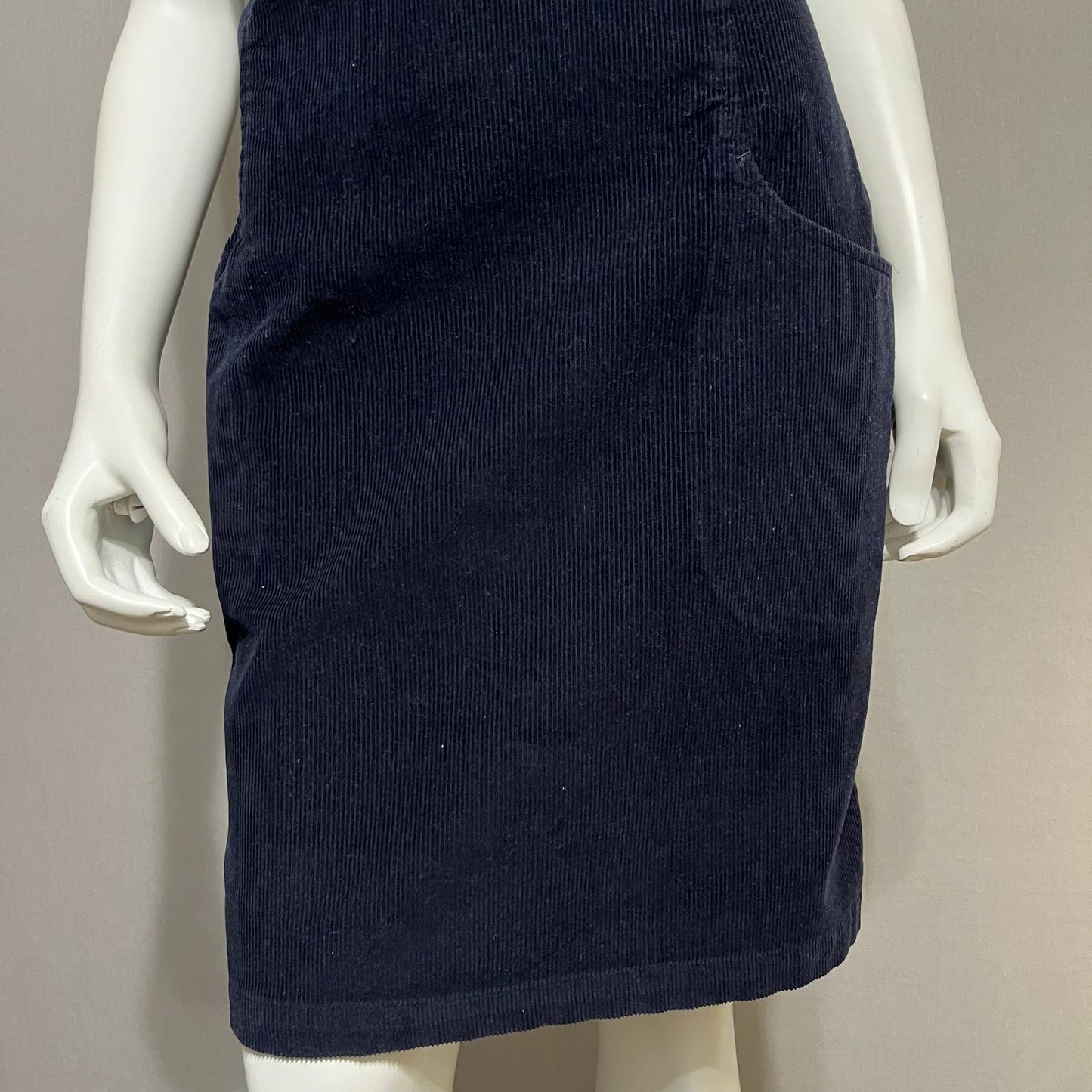 Eddie Bauer Corduroy 100% Cotton Navy Sleeveless Dress Sz 8 Tall