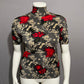 Susan Lawrence Cherry Red Floral Knit Romantic Short Sleeve Top Sz-Medium