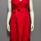 Sundance Red 100% Linen V-Neck Flare With Silk Trim Tie Dress Sz-Large