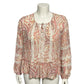 BCBG Sheer Peasant Boho Paisley Print Long Sleeve Blouse Sz-Large