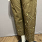 Carlisle Army Green Cotton With Embroidery Beaded Capri Pant Sz-10