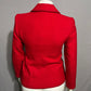 Bloomingdales Red With Multicolored Embroidery Artsy Wool Blazer Sz-8 Petite