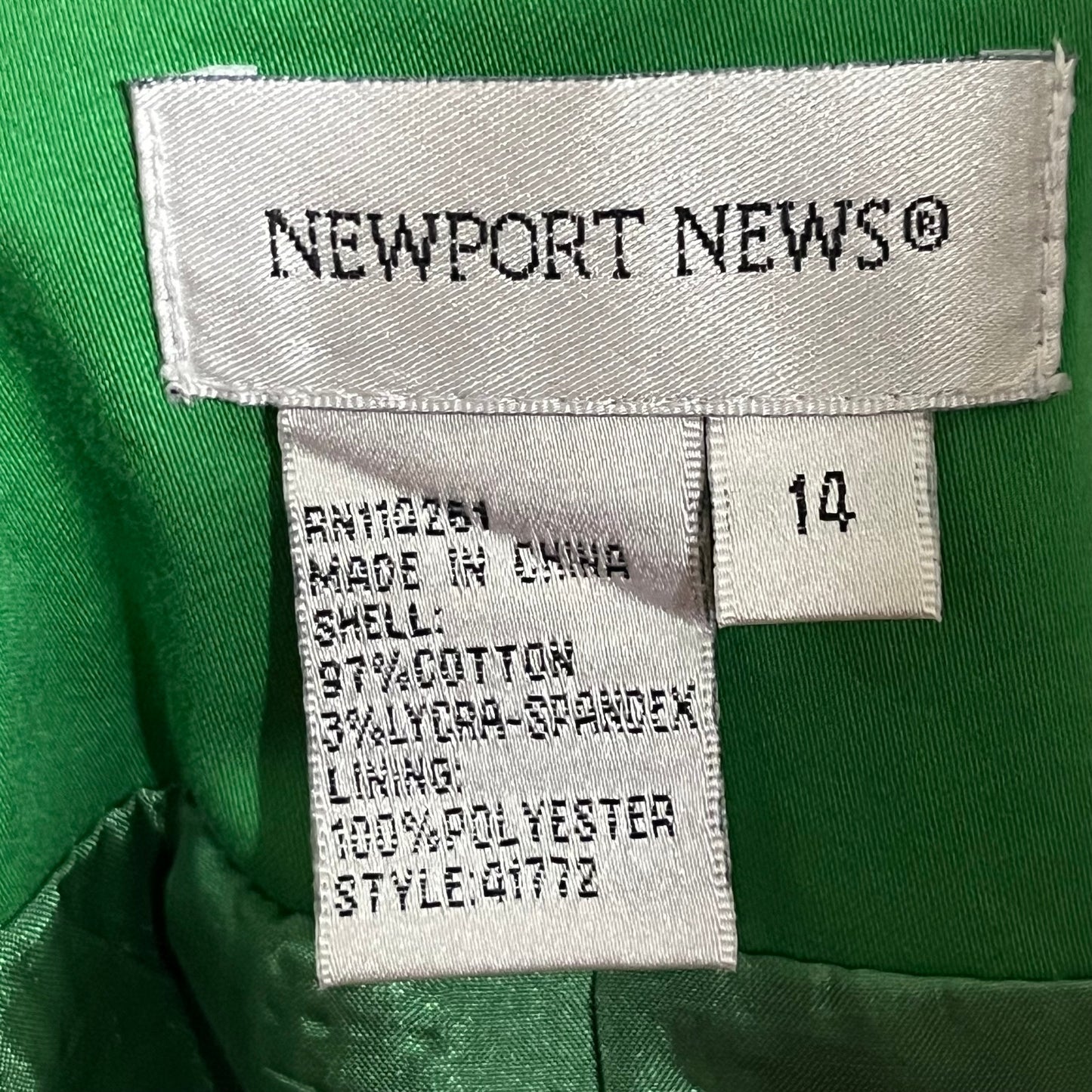 Newport News Green Cotton Swing Midi Length Rain Jacket Sz-14 (Large)