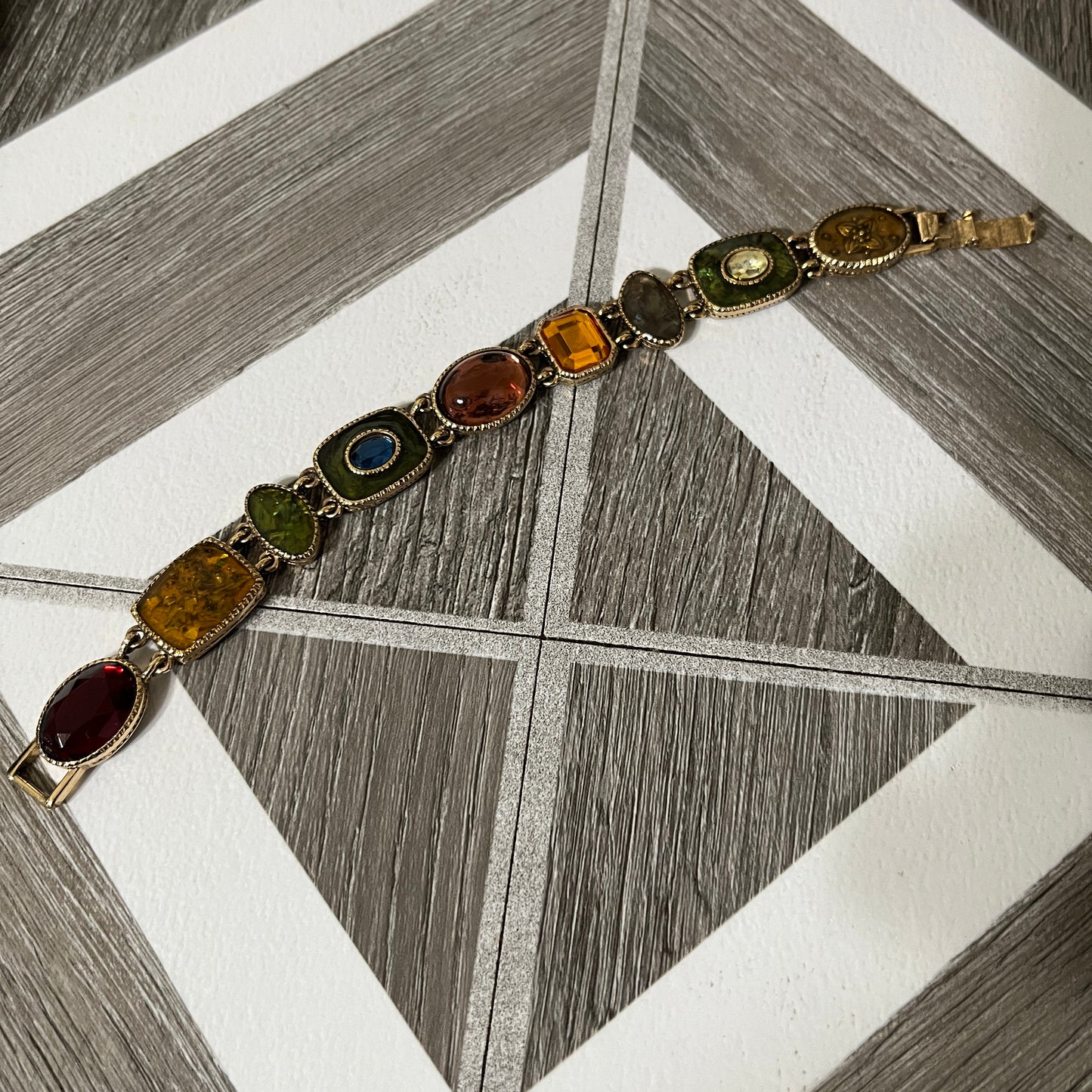 Fall Themed Autumn Multi-Stone Jeweled Bracelet
