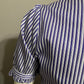 Thomas Pink Womens Purple 100% Cotton Striped Shirt Ruffle Short Sleeve  Sz-10