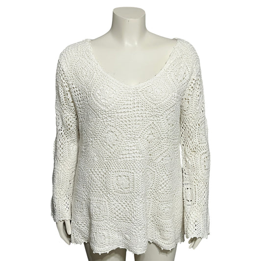JL Studio Crochet Womens Cotton Boho Flared Sleeve Sweater Sz-Xtra Large