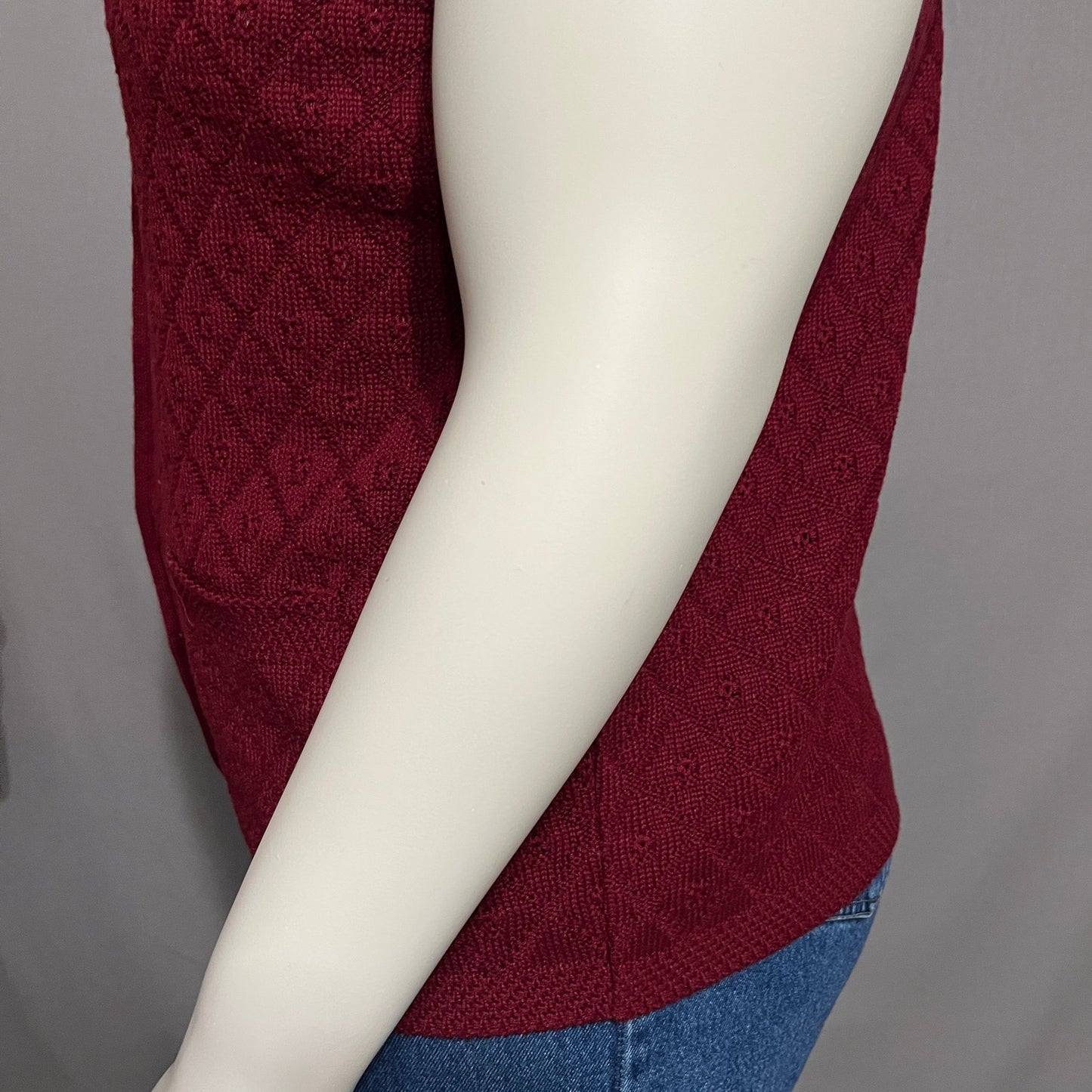 Women’s Sweater Sleeveless Vest Sz-XL Maroon Cotton