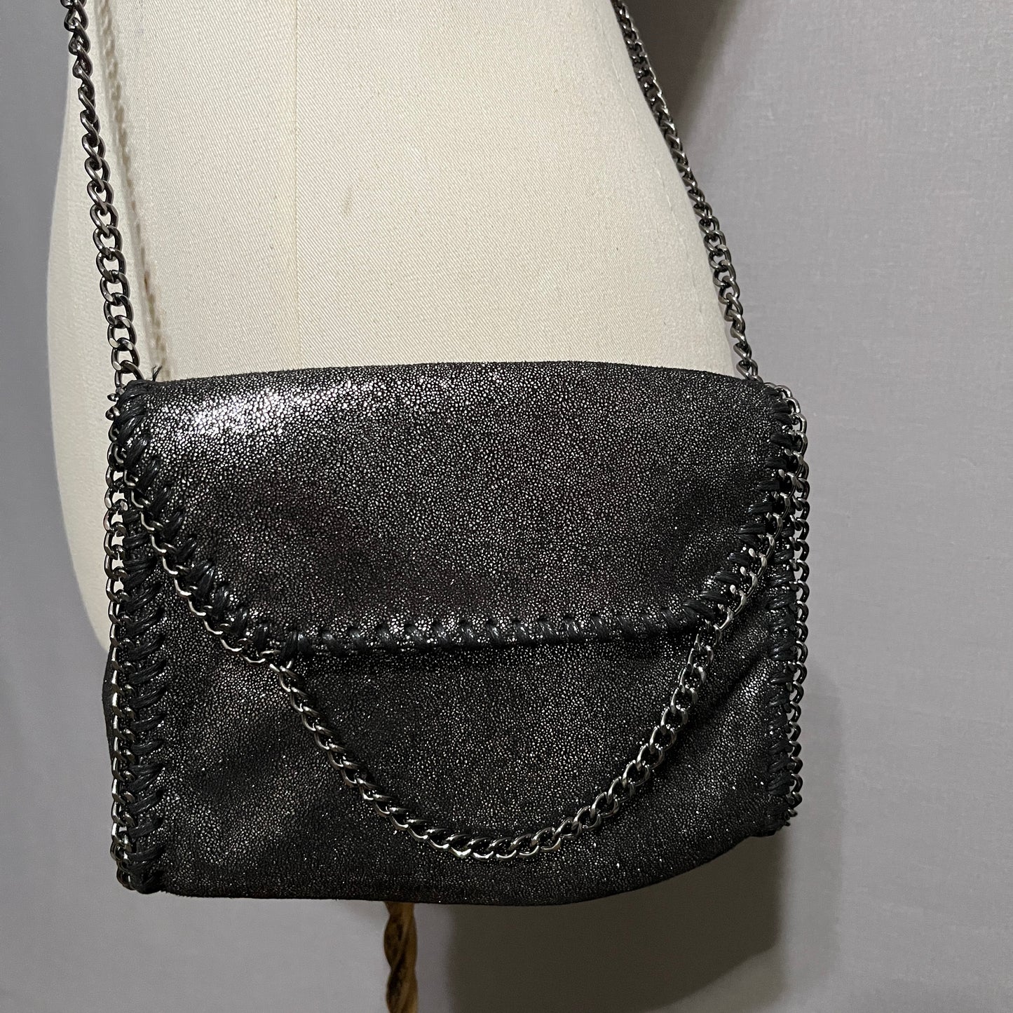 Gunmetal Sparkly One Shoulder Bag