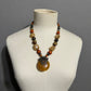 Autumn Beaded Pendant Necklace with Amber and Brown Tones