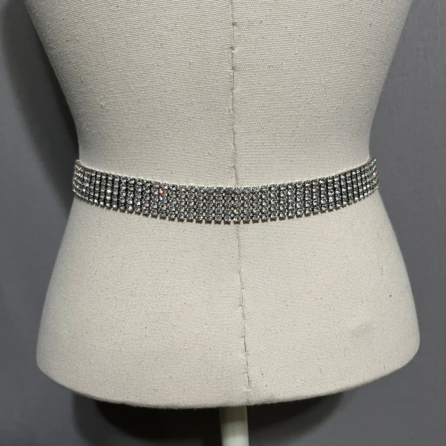 Neiman Marcus Silver Rhinestone Sparkle  Belt Sz-Med/Lg