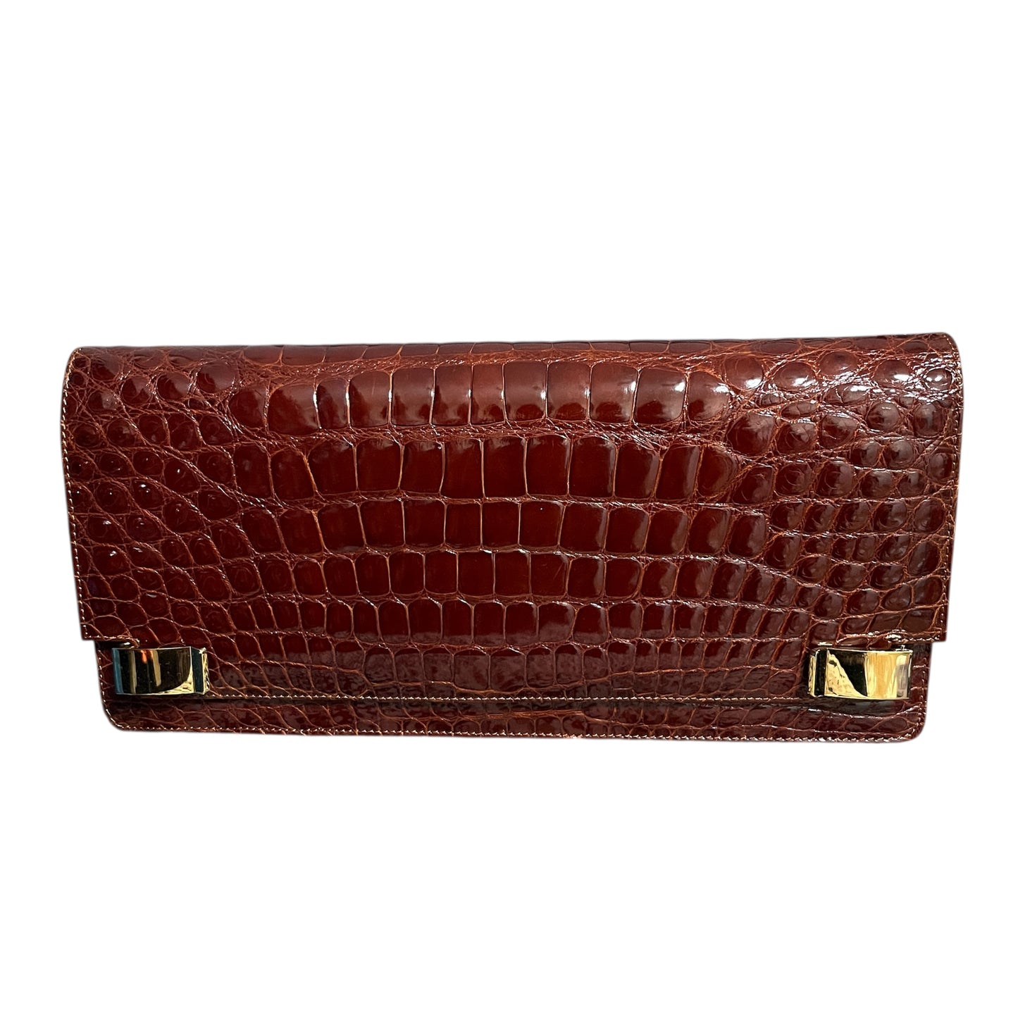 Suarez New York Alligator Crocodile Patent Leather Clutch Bag