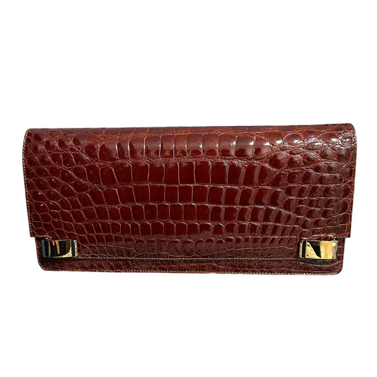 Suarez New York Alligator Crocodile Patent Leather Clutch Bag